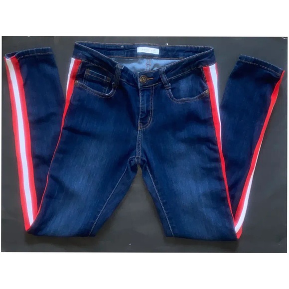 ⭐️Host Pick! Machine mid rise Red/white striped skinny jeans - Picture 4 of 15